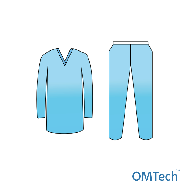 Костюм медичний OMTech™ з довгим рукавом (сорочка медична, брюки медичні) (розмір 50-52 (L) (СМС - 35 г/м2), стерильний